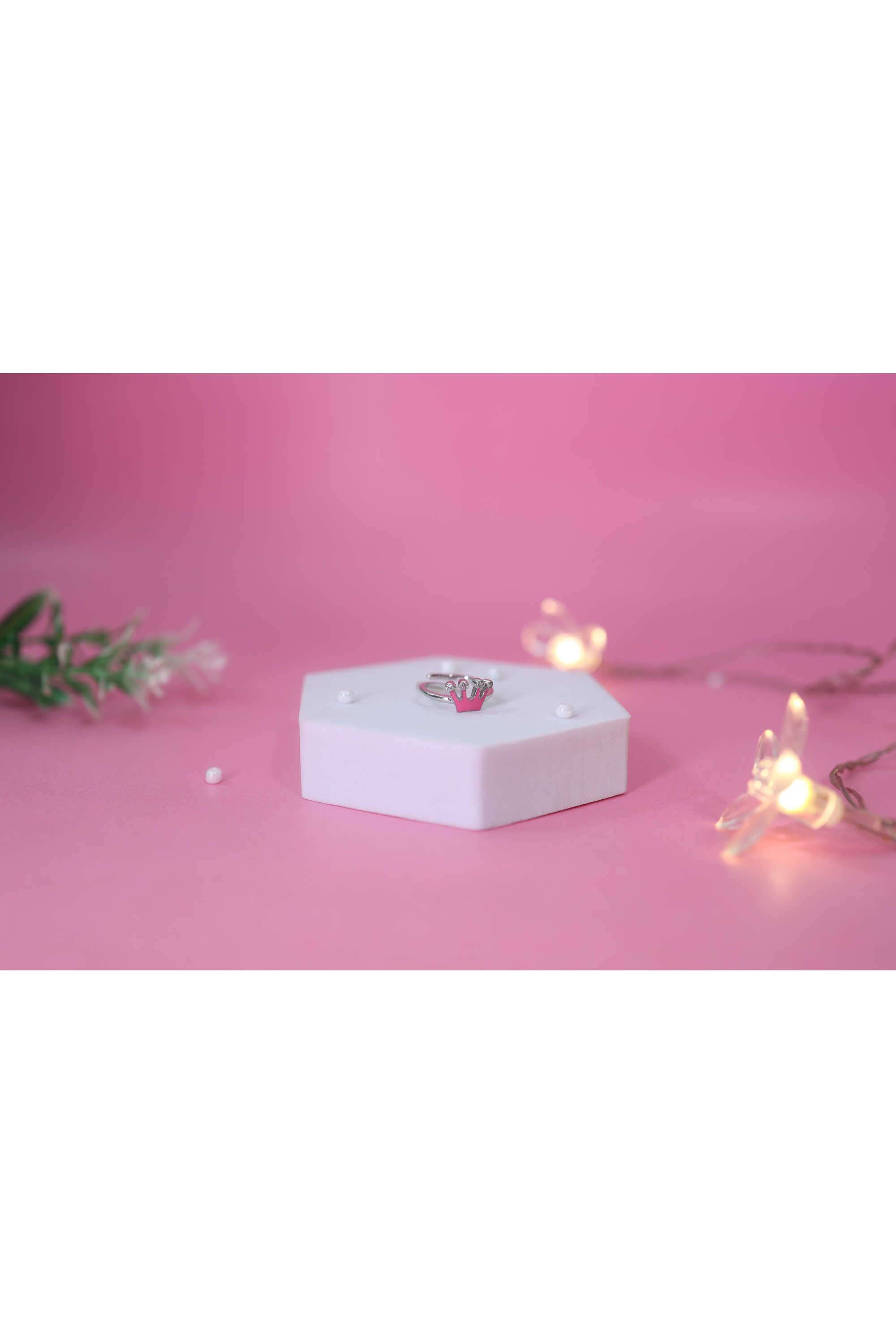 925-Silver-Hypoallergenic-Adjustable-Princess-Pink-Crown-Ring