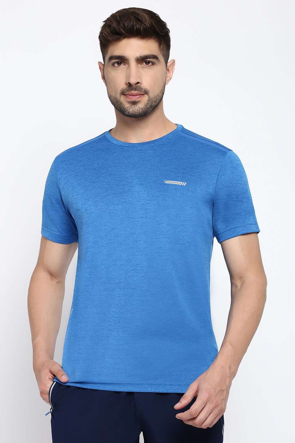 Solid-Polyester-Round-Neck-Men-S-T-Shirt