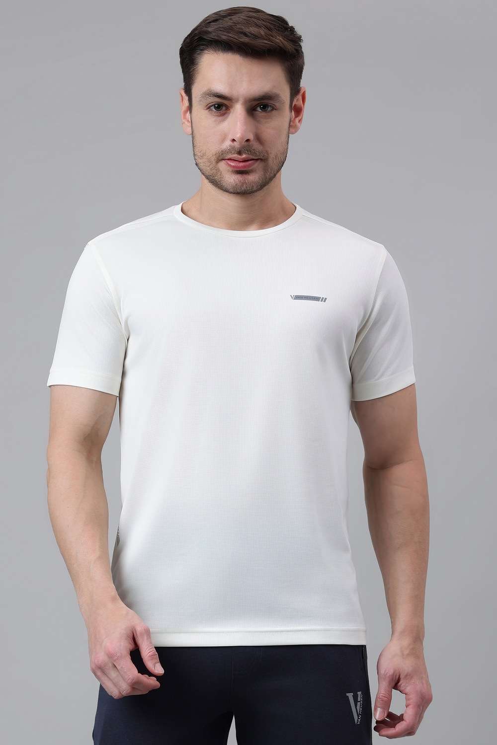 Solid-Polyester-Round-Neck-Men-S-T-Shirt