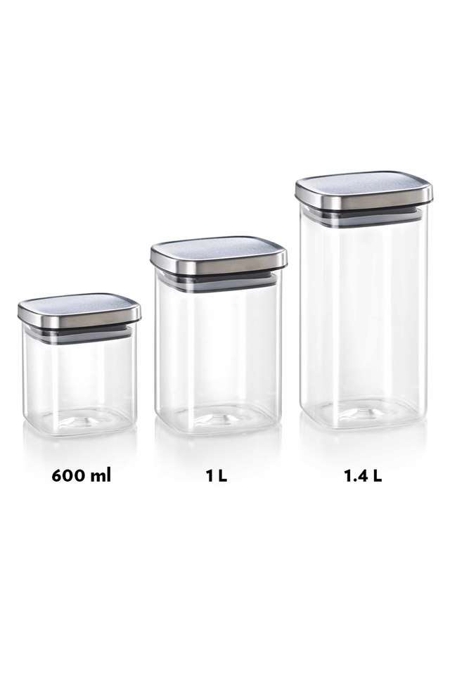 Classic-Square-Glass-Jar-Air-Tight-Storage-Container-600-ml-Clear