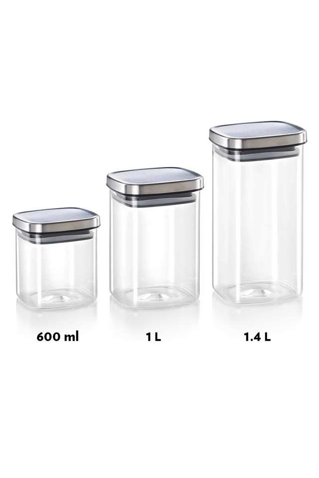 Classic-Square-Glass-Jar-Air-Tight-Storage-Container-For-Kitchen-1.4-L-Clear