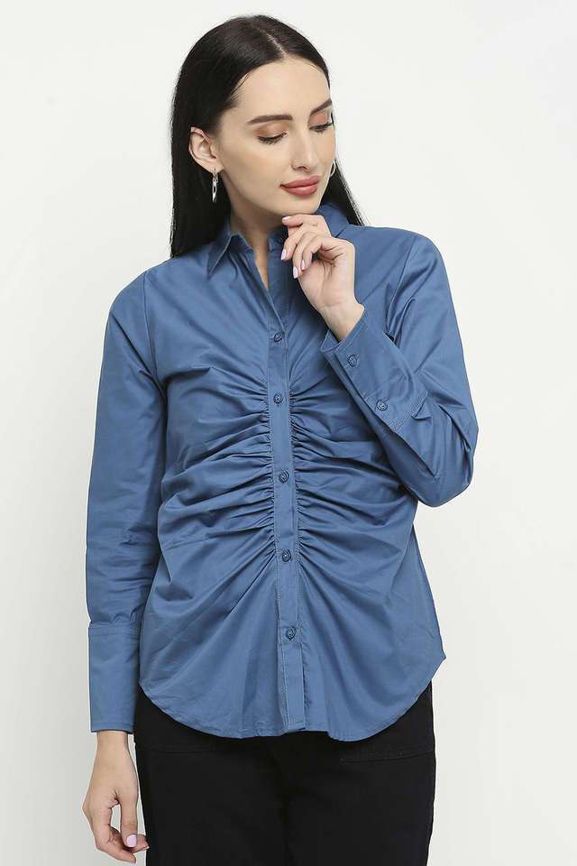 remanika Solid Collared Cotton Women Casual Wear Shirt-picture-40