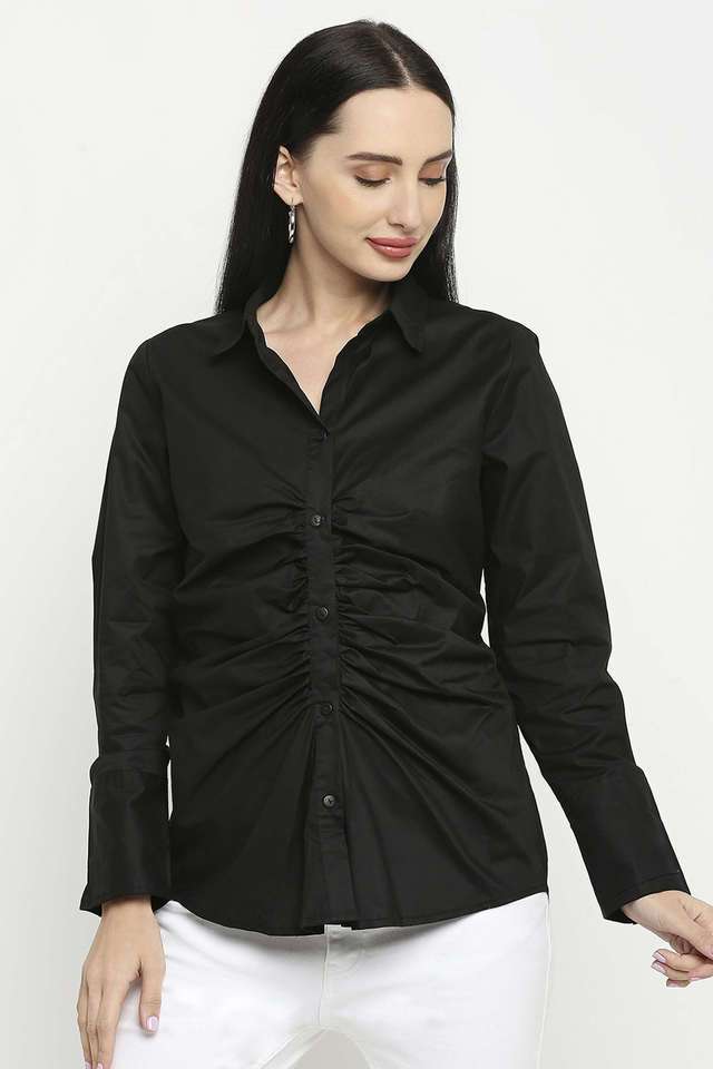 remanika Solid Collared Cotton Women Casual Wear Shirt-picture-30