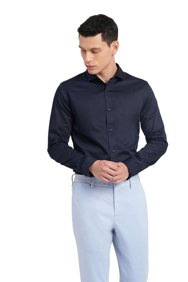 Solid-Cotton-Slim-Fit-Mens-Casual-Shirt