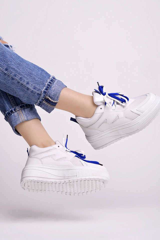 Buy Shoetopia White Mesh Lace Up Women's Sneakers | Shoppers Stop