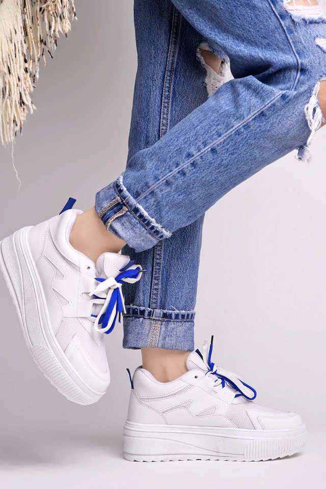 Buy Shoetopia White Mesh Lace Up Women's Sneakers | Shoppers Stop