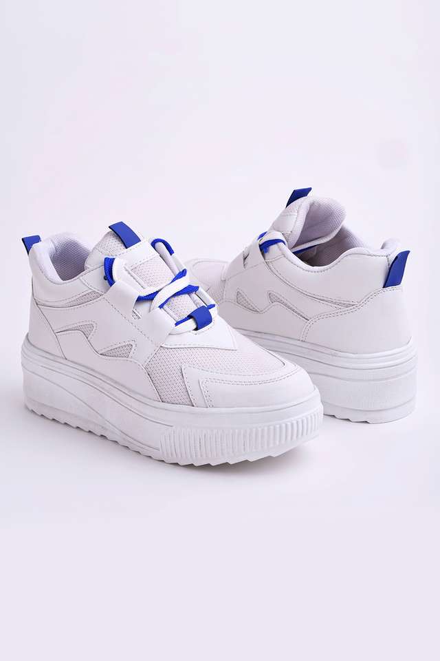 Buy Shoetopia White Mesh Lace Up Women's Sneakers | Shoppers Stop
