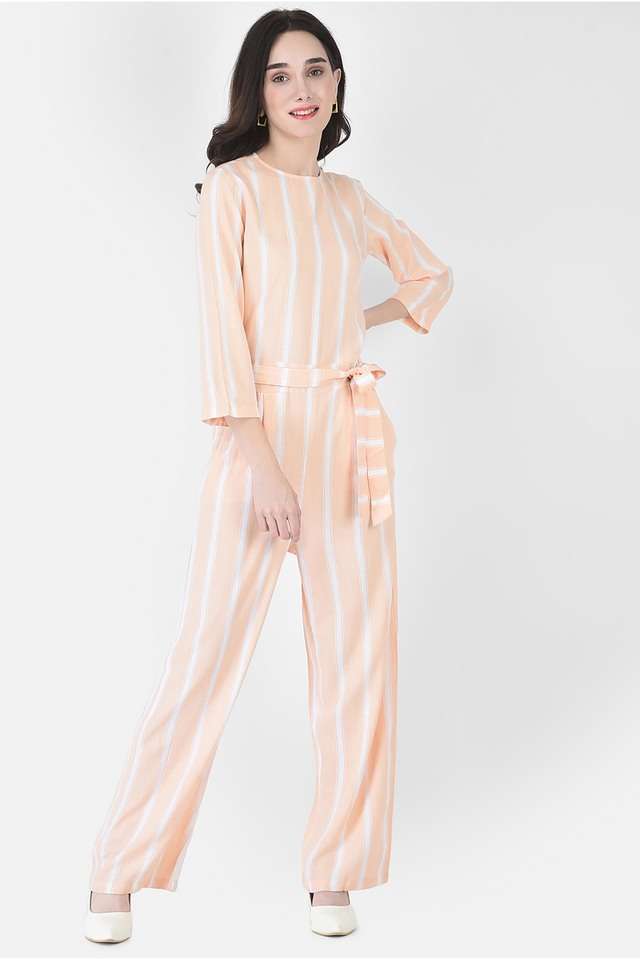 Stripes Lyocell Regular Fit Women's Casual Jumpsuit-image-6