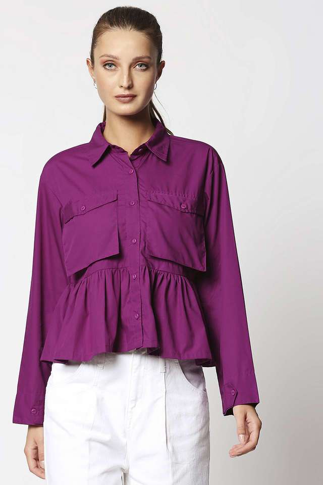 remanika Solid Collared Cotton Women Casual Wear Shirt-picture-27