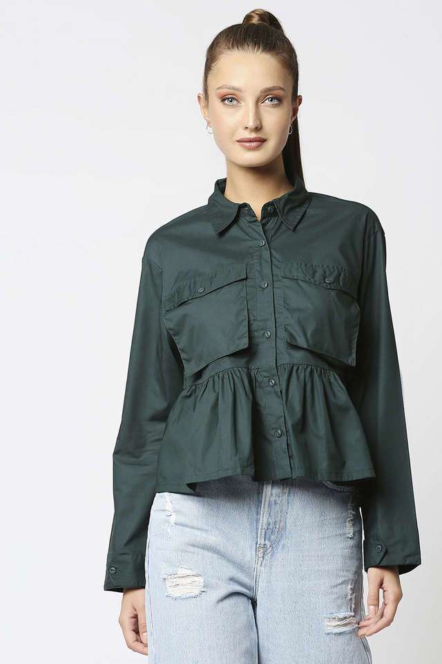remanika Solid Collared Cotton Women Casual Wear Shirt-picture-26