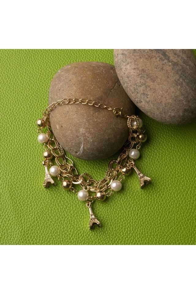 Gold-Plated-Charm-Bracelet-Trendy-Alloy-Bracelet-for-Women-&-Girls-(4.1-cm)