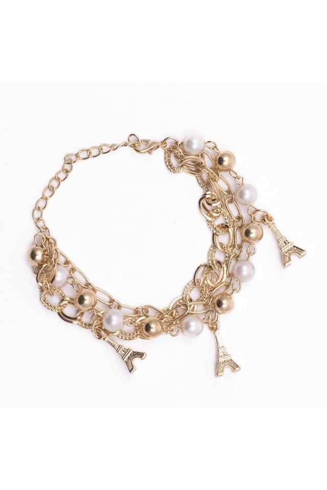 Gold-Plated-Charm-Bracelet-Trendy-Alloy-Bracelet-for-Women-&-Girls-(4.1-cm)