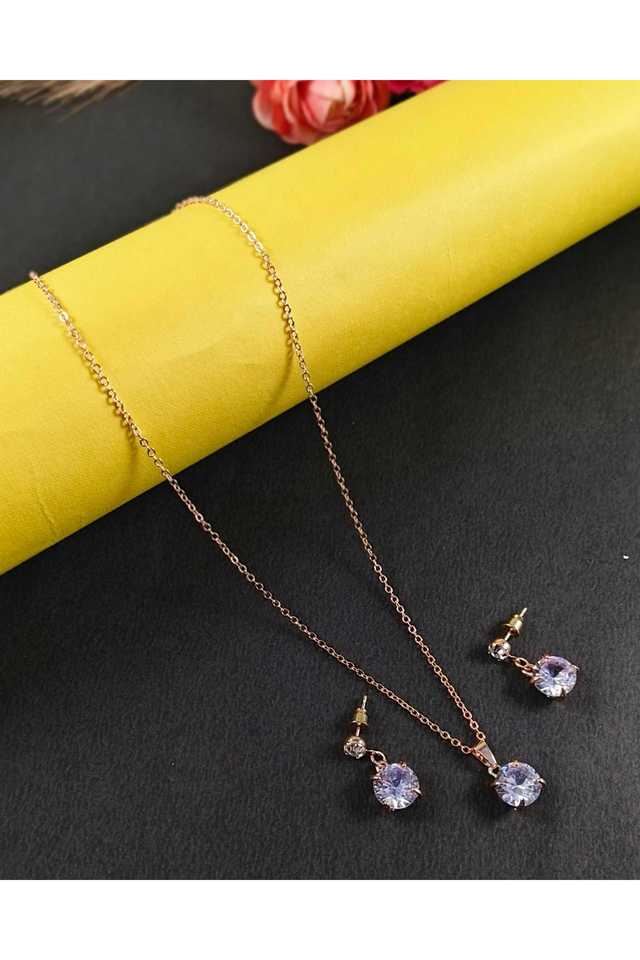 Gold-Plated-Pendant-&-Earring-Set-Classic-Alloy-Jewellery-Set-for-Women-&-Girls