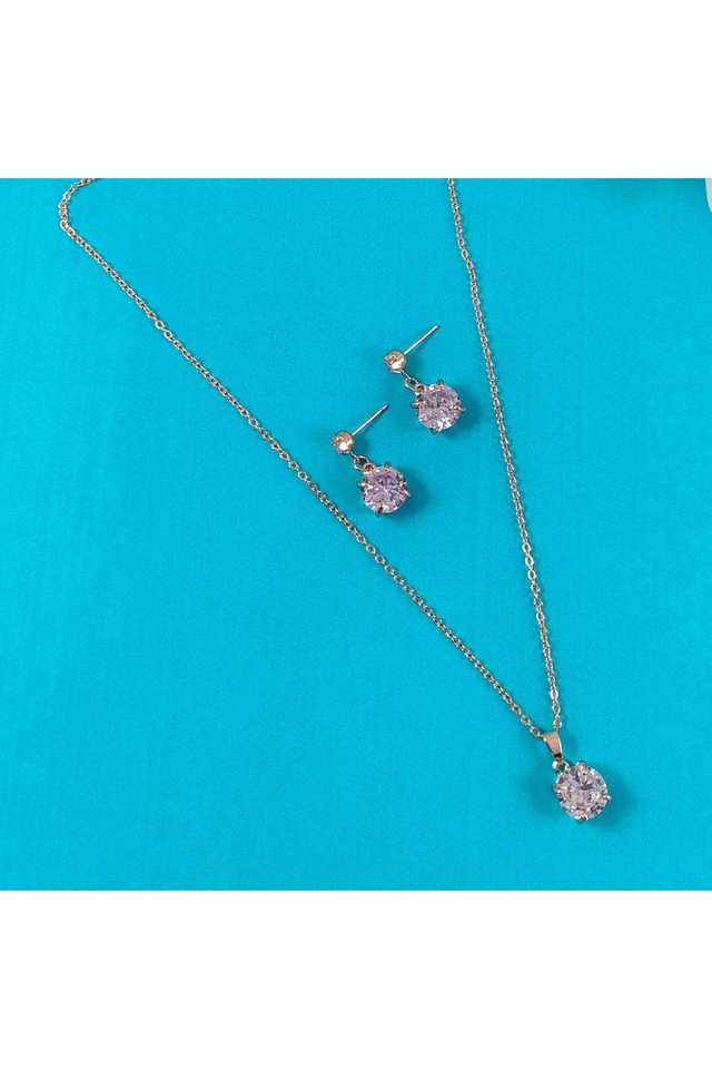 Gold-Plated-Pendant-&-Earring-Set-Classic-Alloy-Jewellery-Set-for-Women-&-Girls