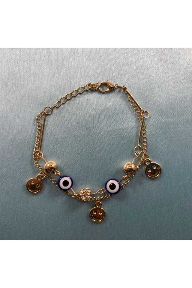 Gold-Evil-Eye-Charm-Bracelet-Stylish-Alloy-Bracelet-for-Women-&-Girls-(4.5-cm)