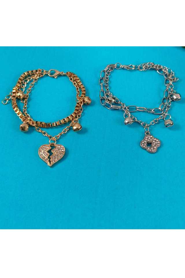Gold-or-Silver-Plated-Charms-Bracelet-Elegant-Metal-Bracelet-for-Women-&-Girls-(4.5-cm)