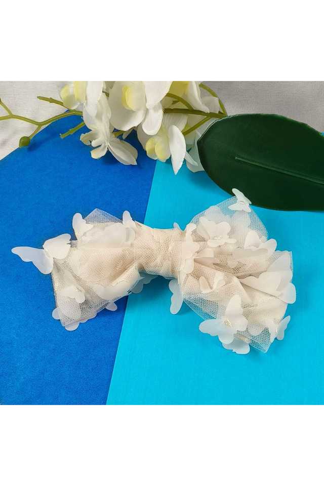 Elegant-White-Metal-Bow-Hair-Clip-17.2-cm-Chic-&-Stylish-Hair-Accessory-(1-Pc)