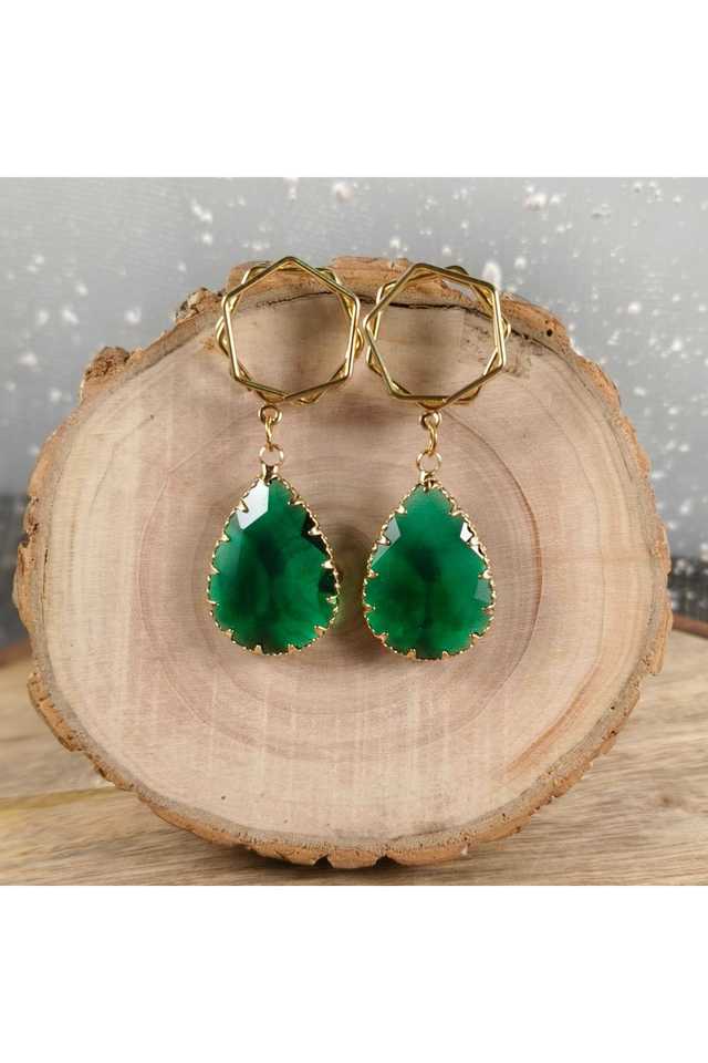 Green-Hanging-Earrings-Elegant-Alloy-Danglers-for-Women-&-Girls