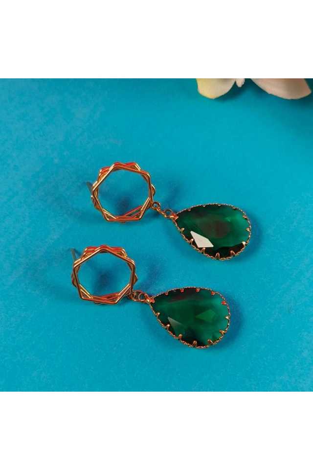 Green-Hanging-Earrings-Elegant-Alloy-Danglers-for-Women-&-Girls