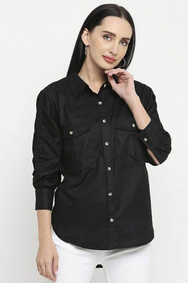 remanika Solid Collared Cotton Women Casual Wear Shirt-picture-35
