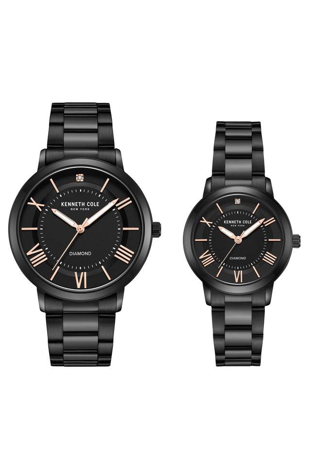 Modern-Classic-41-mm-Black-Dial-Stainless-Steel-Analogue-Watch-For-Couple--