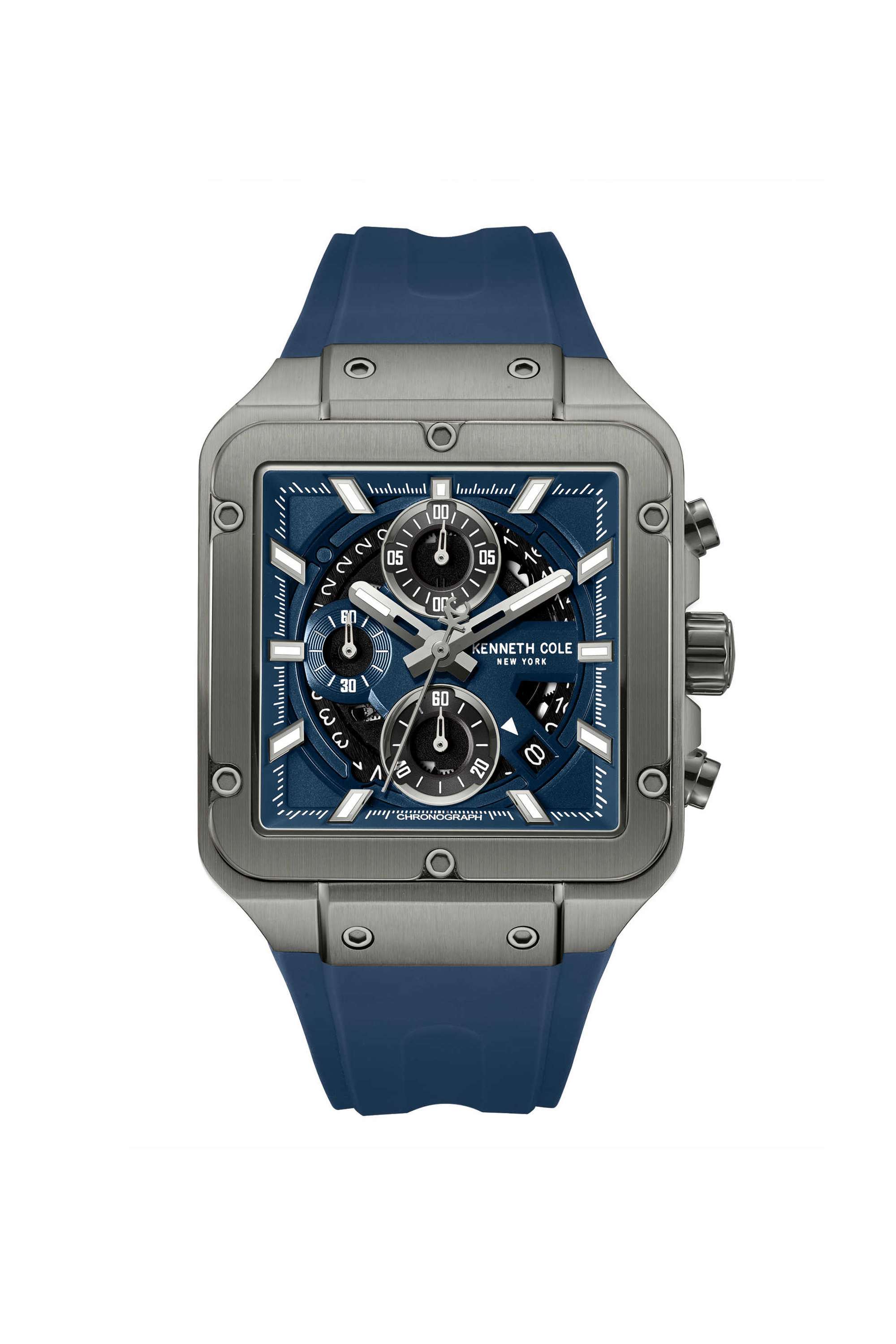 39.5-mm-Blue-Dial-Silicone-Chronograph-Watch-For-Men---KCWGO0065501MNW