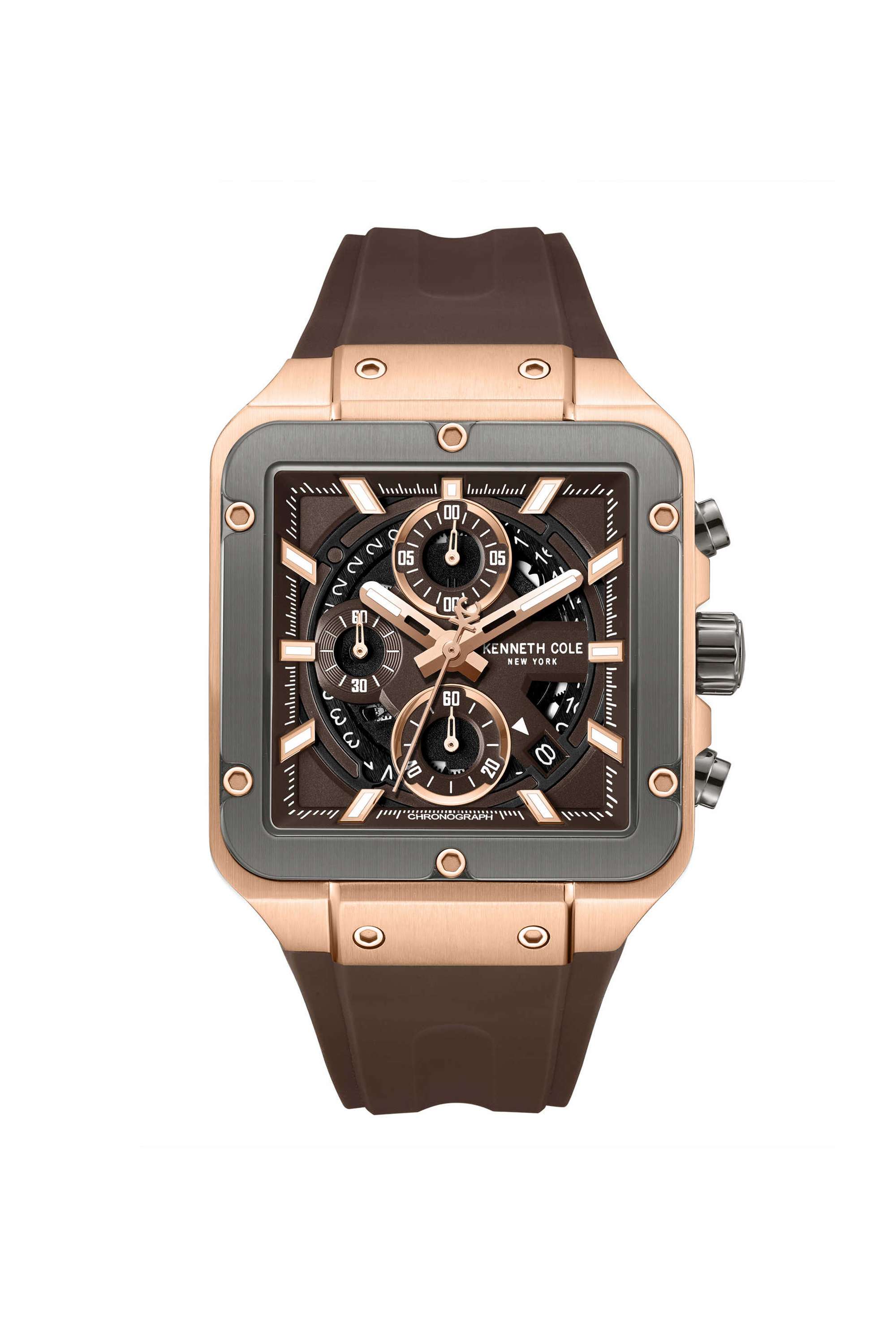 39.5-mm-Brown-Dial-Silicone-Chronograph-Watch-For-Men---KCWGO0065502MNW