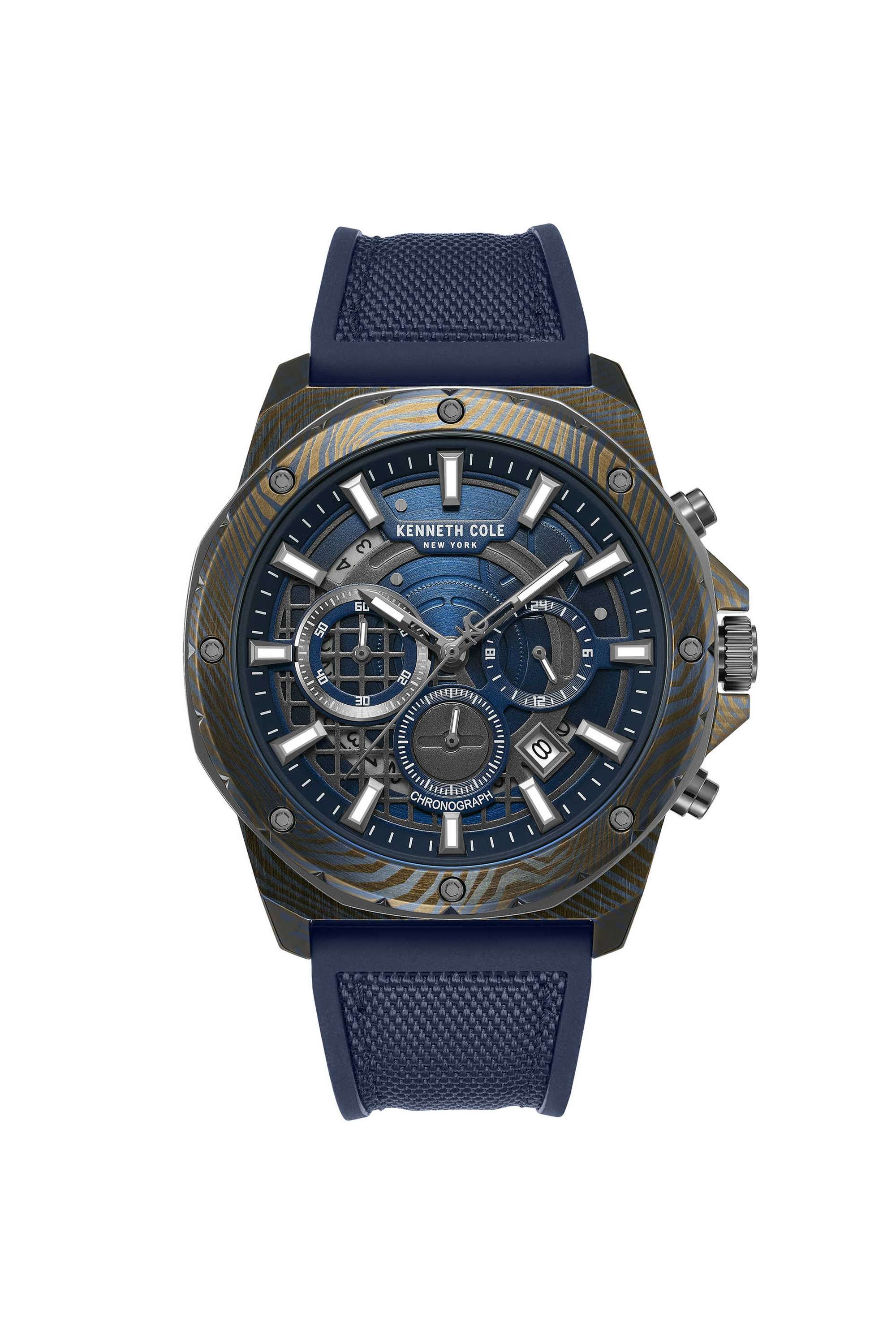 45-mm-Blue-Dial-Silicone-Chronograph-Watch-For-Men---KCWGO0087601MNW