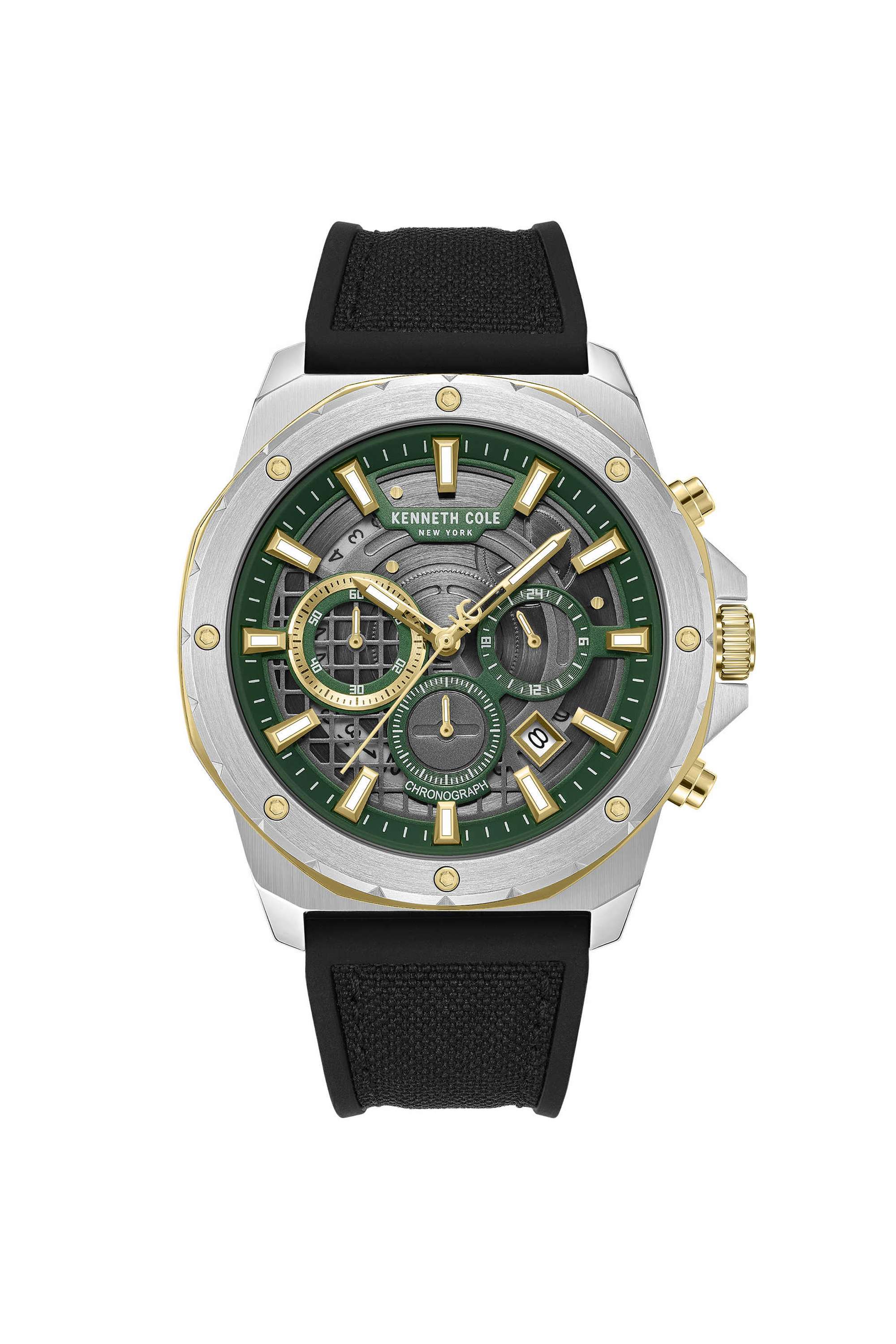 45-mm-Green-Dial-Silicone-Chronograph-Watch-For-Men---KCWGO0087603MNW