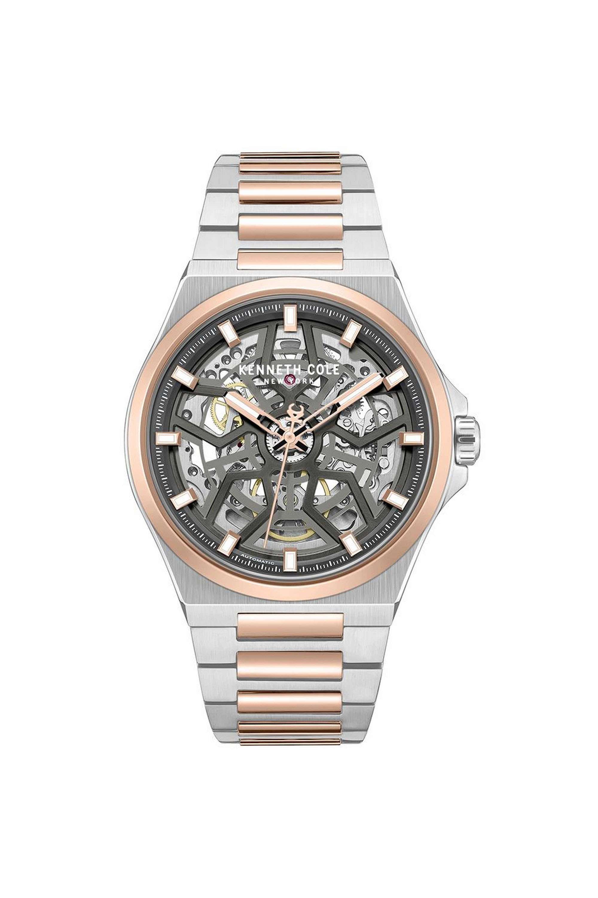 44-mm-Automatic-Analogue-Watch-for-Men---Grey-Dial-with-Two-Tone-Stainless-Steel-Strap-(KCWGY0065302MN)