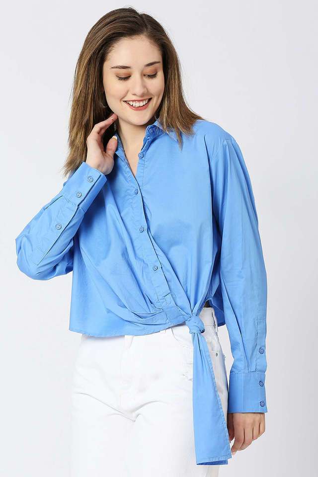 Solid Collared Cotton Women Casual Wear Shirt-image-30