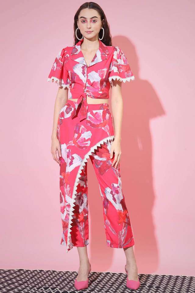 Printed Rayon Collar Neck Women's Top & Trouser Set-image-30