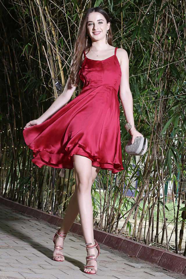 sera Solid Square Neck Polyester Women Dress-picture-11