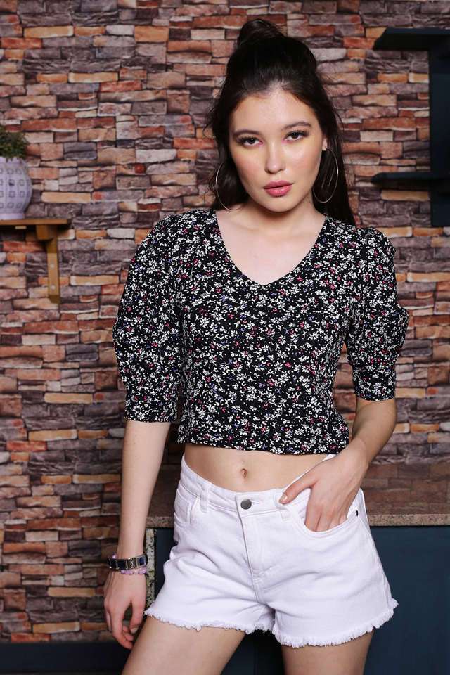 sera Floral Viscose V-Neck Women Top-picture-11