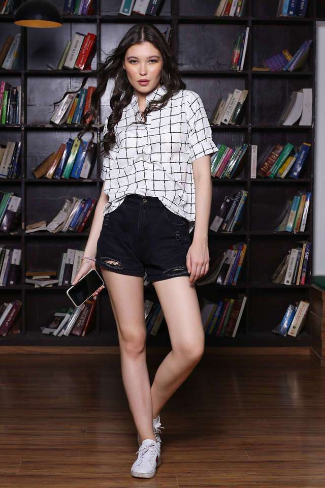 sera Checks Polyester Collared Women Top-picture-10