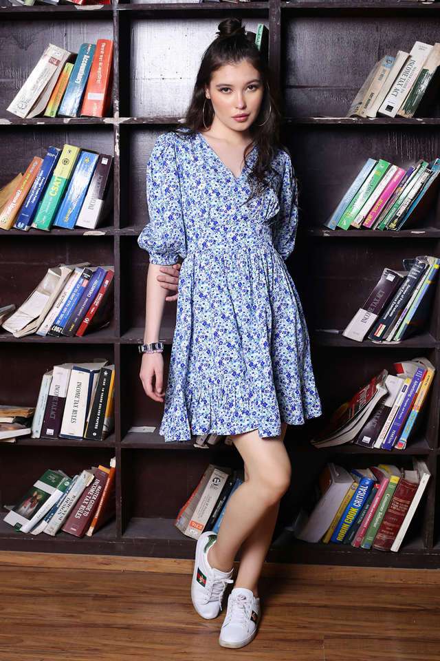 sera Printed V-Neck Polyester Women Dress-picture-28
