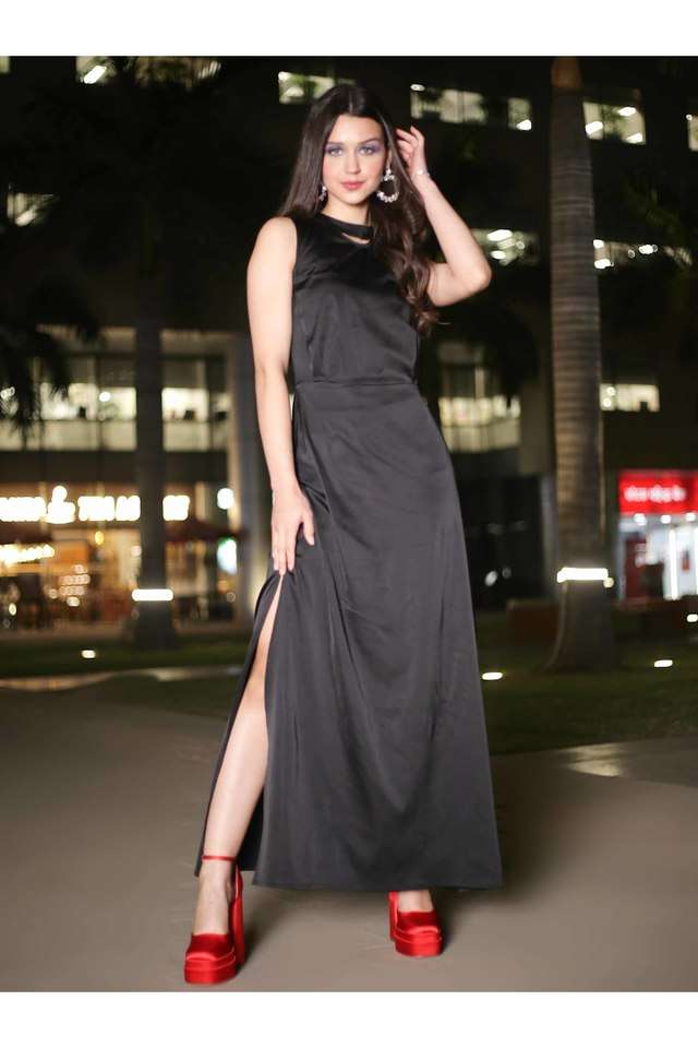 sera Solid Round Neck Polyester Women Dress-picture-22