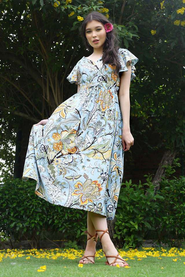 sera Printed V-Neck Viscose Women Dress-picture-13