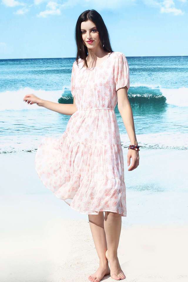 sera Printed Round Neck Polyester Women Dress-picture-17