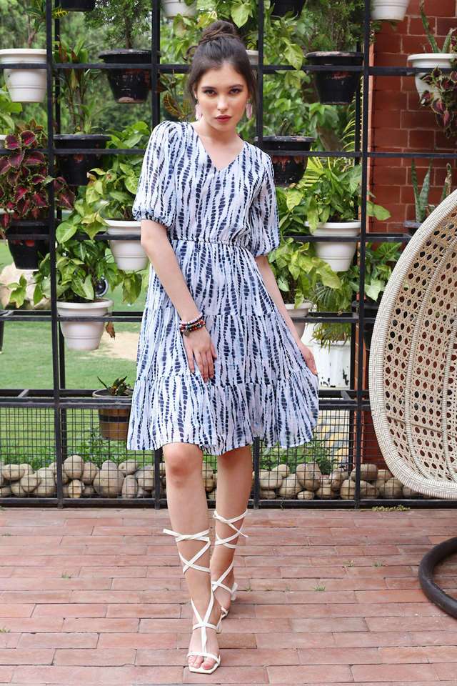 sera Printed V-Neck Polyester Women Dress-picture-28