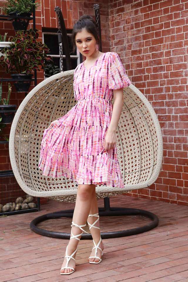 sera Printed V-Neck Polyester Women Dress-picture-14