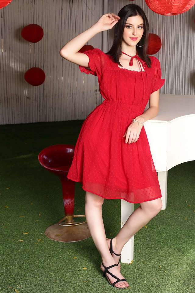 sera Solid Square Neck Polyester Women Dress-picture-34