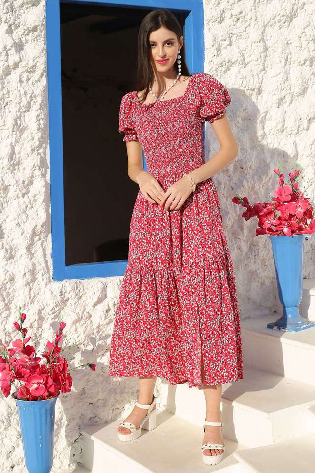 sera Printed Square Neck Polyester Women Dress-picture-17