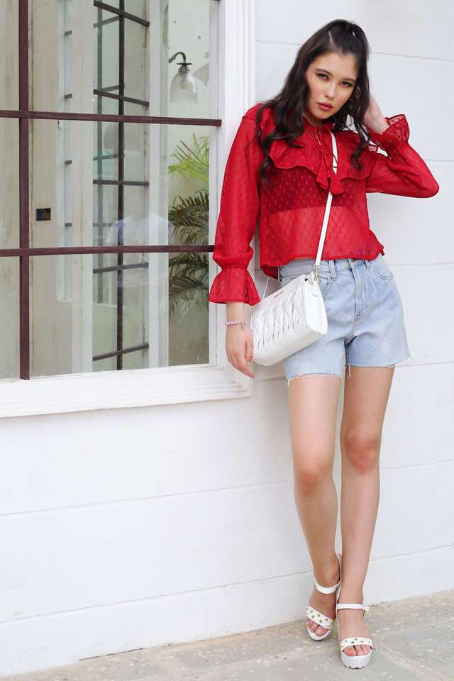 sera Textured Polyester Tie Up Neck Women Top-picture-19