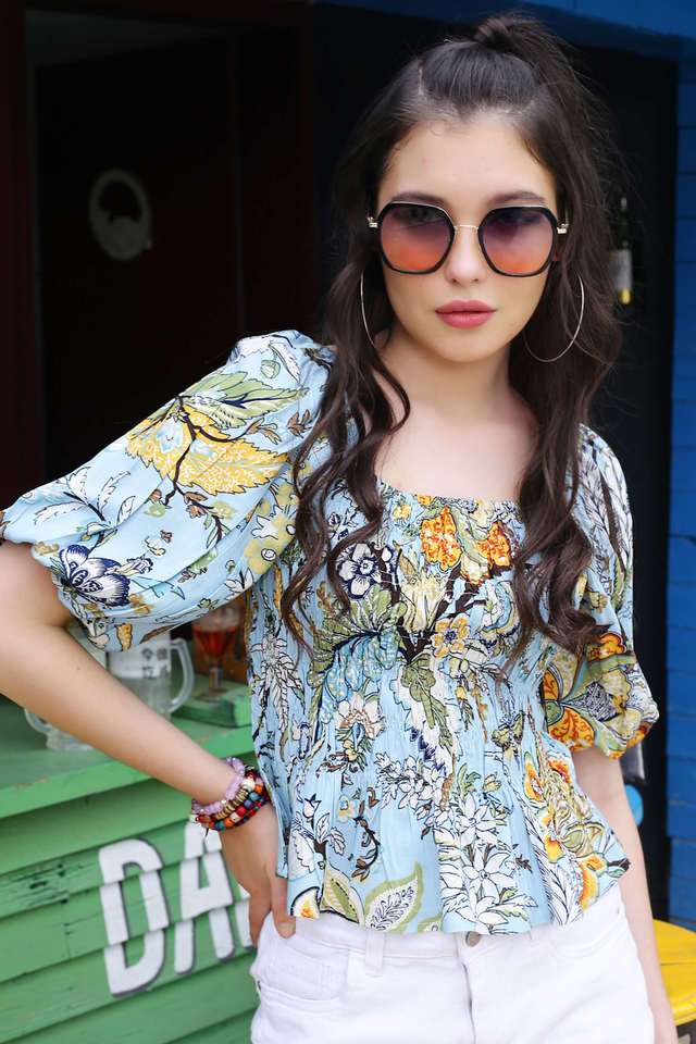 sera Floral Cotton Blend Square Neck Women Top-picture-25