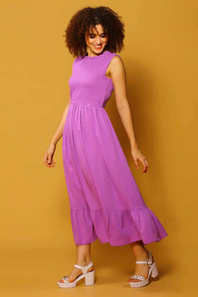 sera Solid Round Neck Polyester Women Dress-picture-32