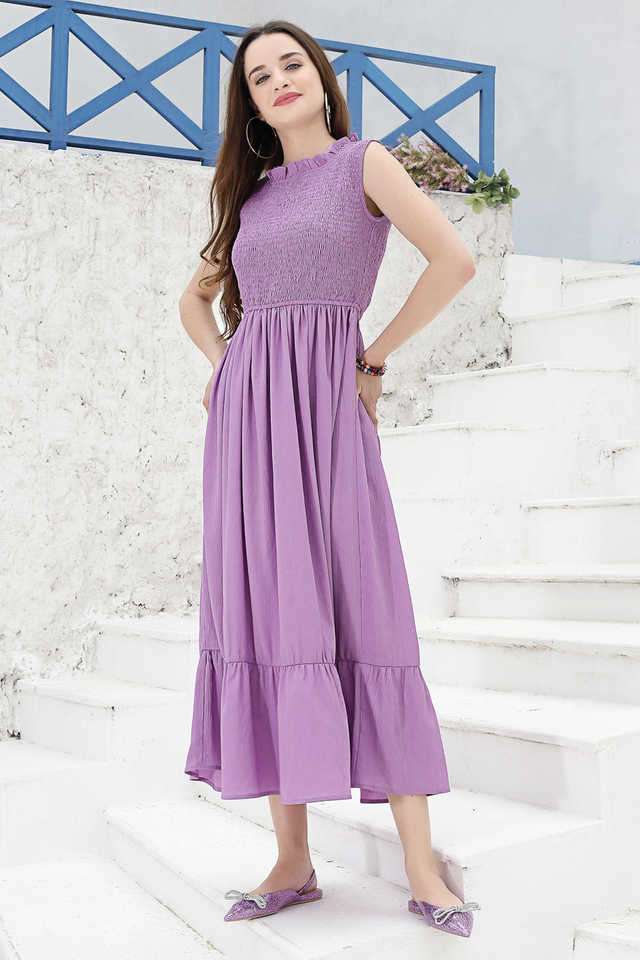 sera Solid Round Neck Polyester Women Dress-picture-23