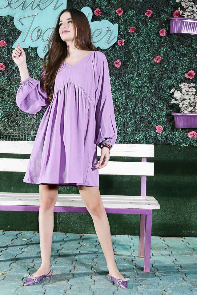 sera Solid V-Neck Polyester Women Dress-picture-27