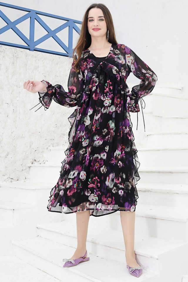 sera Printed V-Neck Polyester Women Dress-picture-26