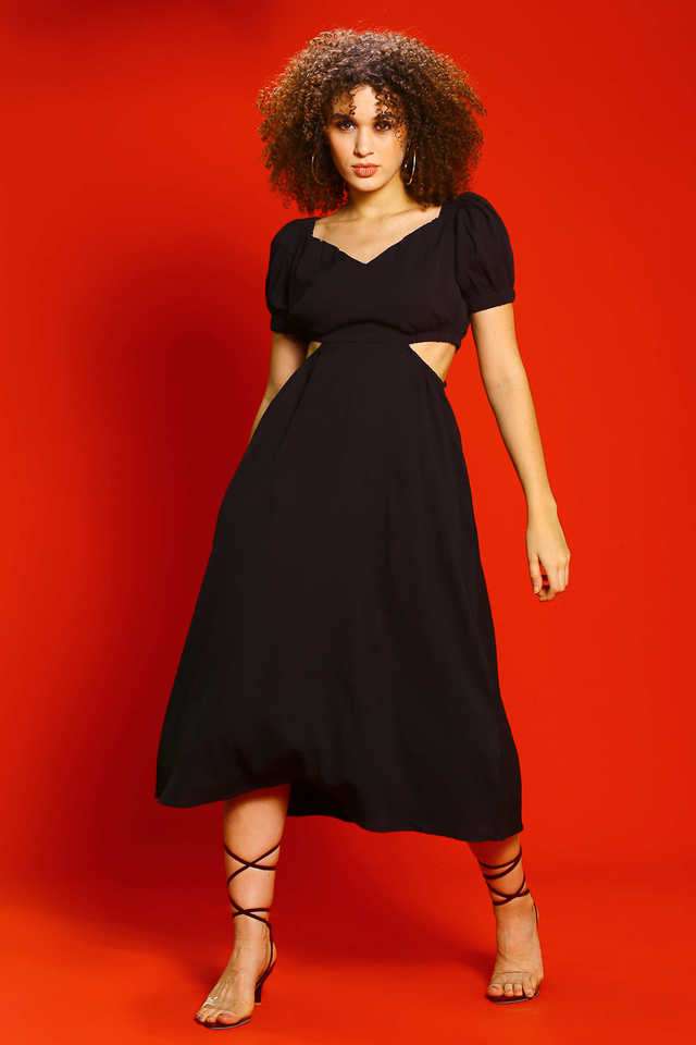 sera Solid Square Neck Polyester Women Dress-picture-16